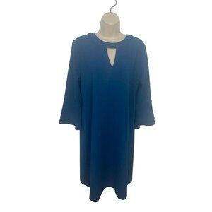 CHARTER CLUB Women's Size Large Teal Crepe Ruffle Cuff Dress